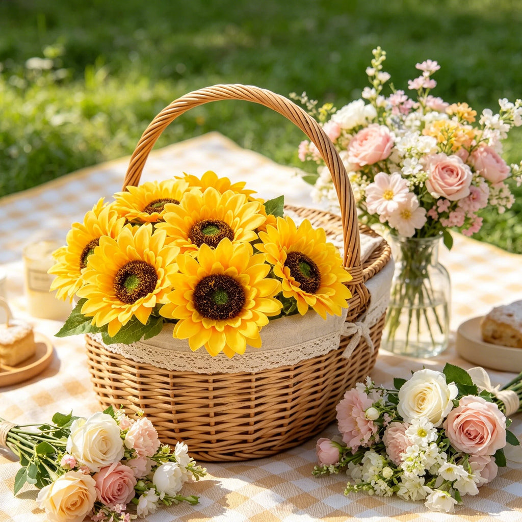 Artificial Silk Sunflower & Gerbera Bouquet | DIY Home Decor Artificial Flower Bouquet Babs