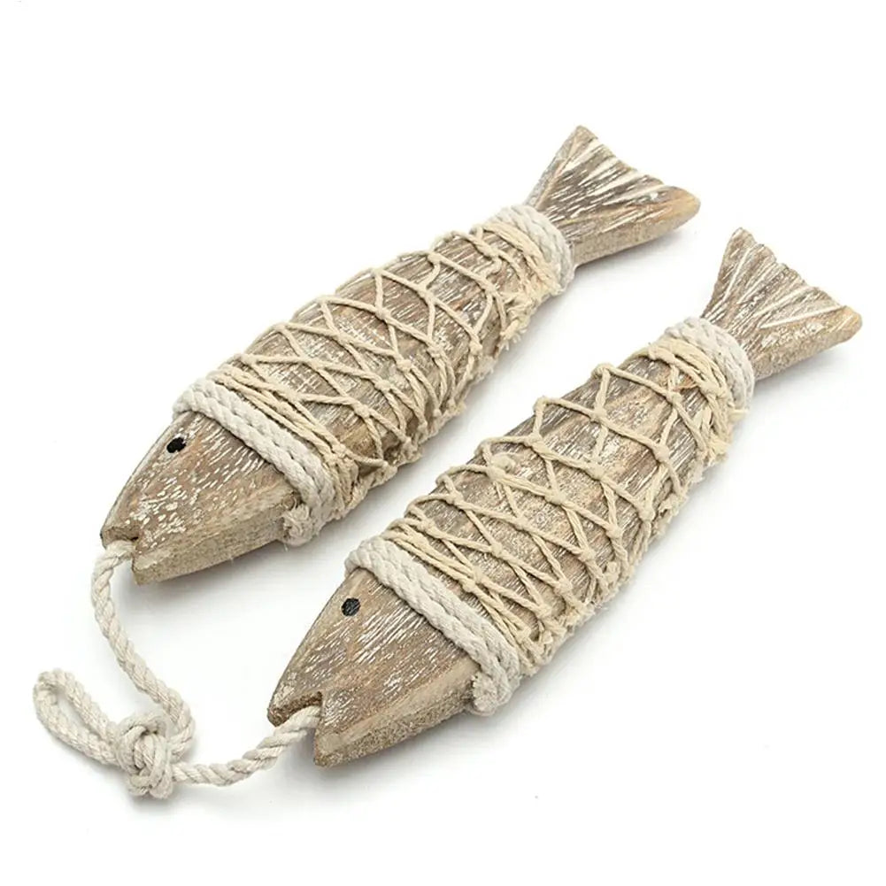 Hand-Carved Wooden Fish Wall Sculptures – Nautical Coastal Pair Wall Sculpture Babs