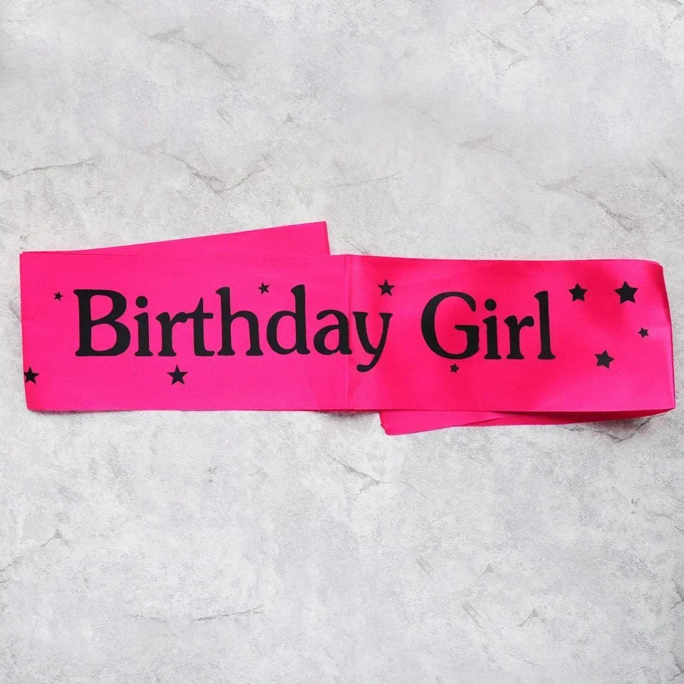 Rose Gold Satin Sash & Crystal Crown Tiara Set – Birthday Party Party Sash & Tiara Set Babs 5 (2)