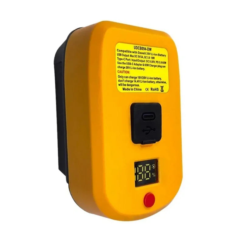 60W Dewalt Battery Adapter Charger | 18V 20V 60V USB Type-C Battery Charger Adapter Babs For Dewalt
