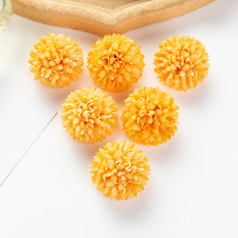 Silk Hydrangea Ball Artificial Flowers – Wedding & Home Décor Artificial Silk Flowers Babs Orange 10 pieces