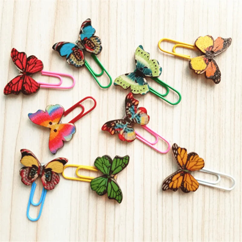 6Pcs Butterfly Paper Clips Cartoon Bookmarks & Binder Clips Decorative Paper Clips Babs