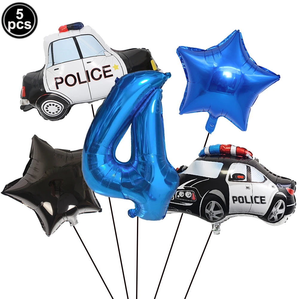 Police Theme Kids Party Supplies – Plates, Cups & Balloons Set Party Supply Set Babs black As pictures show