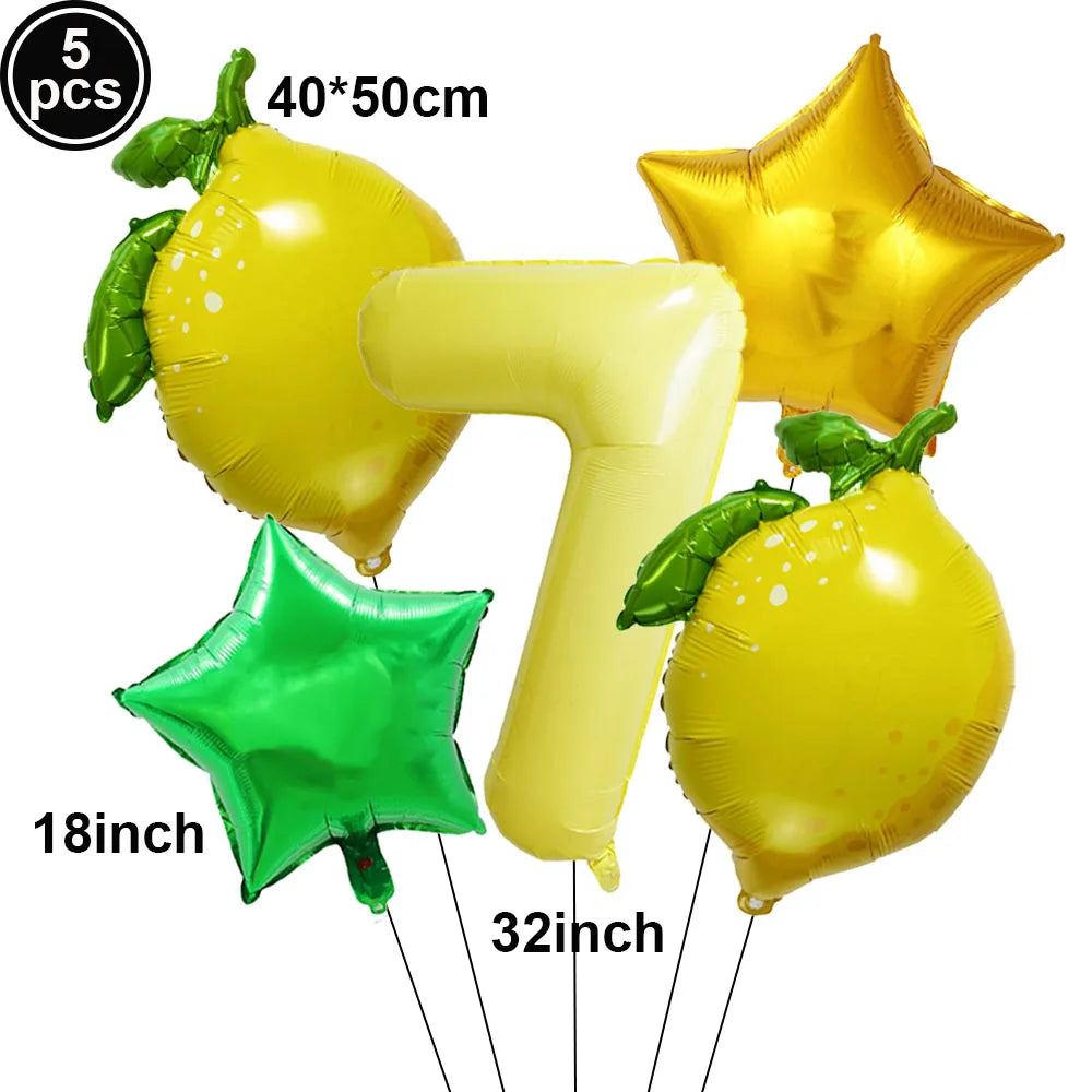 Lemon Foil Balloon Set with 32" Number Balloons – Party Decor Foil Balloon Set Babs Beige as show