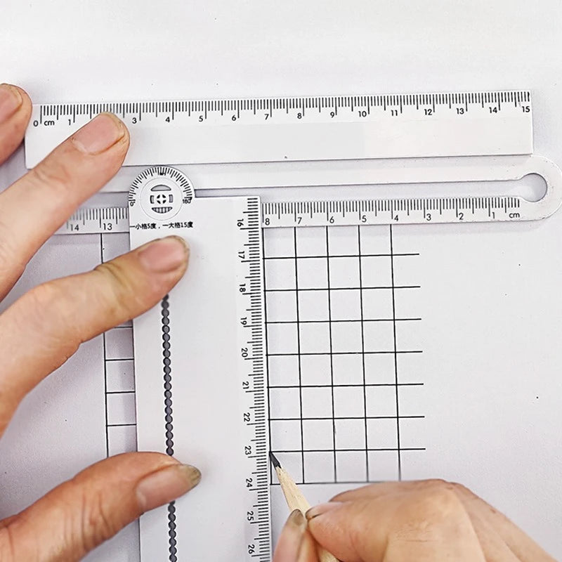 Geometric Folding Drawing Ruler – Multifunctional Drafting Tool Drafting Ruler Babs