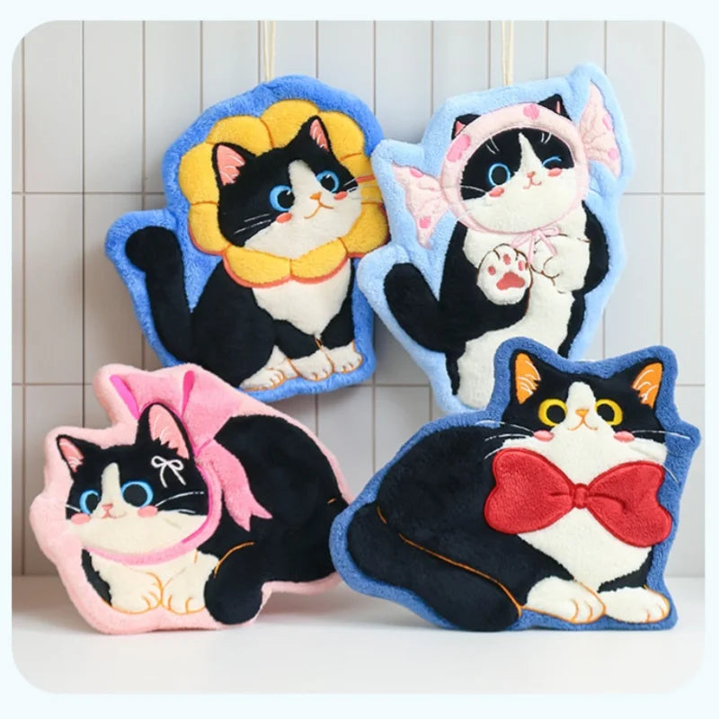 Cat Hand Towels – Microfiber Coral Fleece with Hanging Loop Microfiber Hand Towel Babs