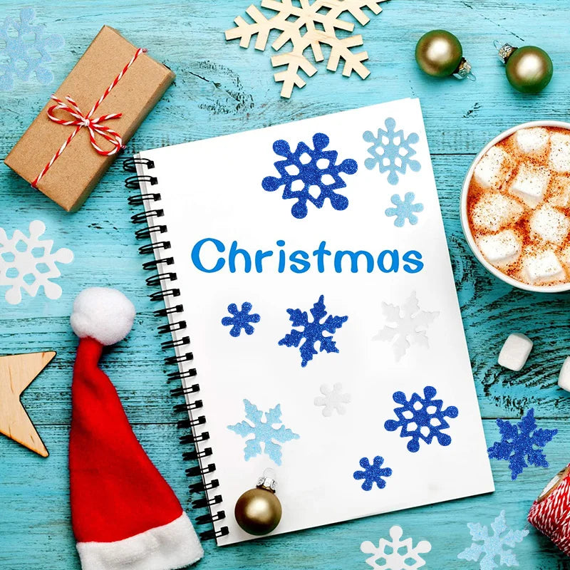 100Pcs 3D Glitter Snowflake Foam Stickers – Christmas DIY Decor Craft Foam Stickers Babs