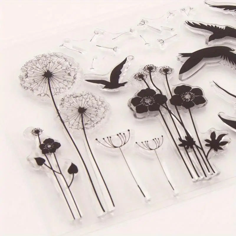 Bird Pattern Clear Silicone Stamp – Holiday Cards & Scrapbooking Clear Craft Stamp Babs