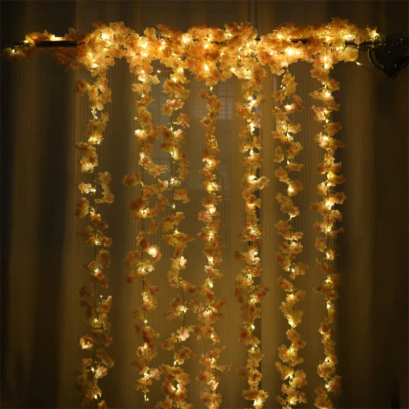 180cm Cherry Blossom Vine Garland with LED Lights | Silk Decor Artificial Flower Garland Babs