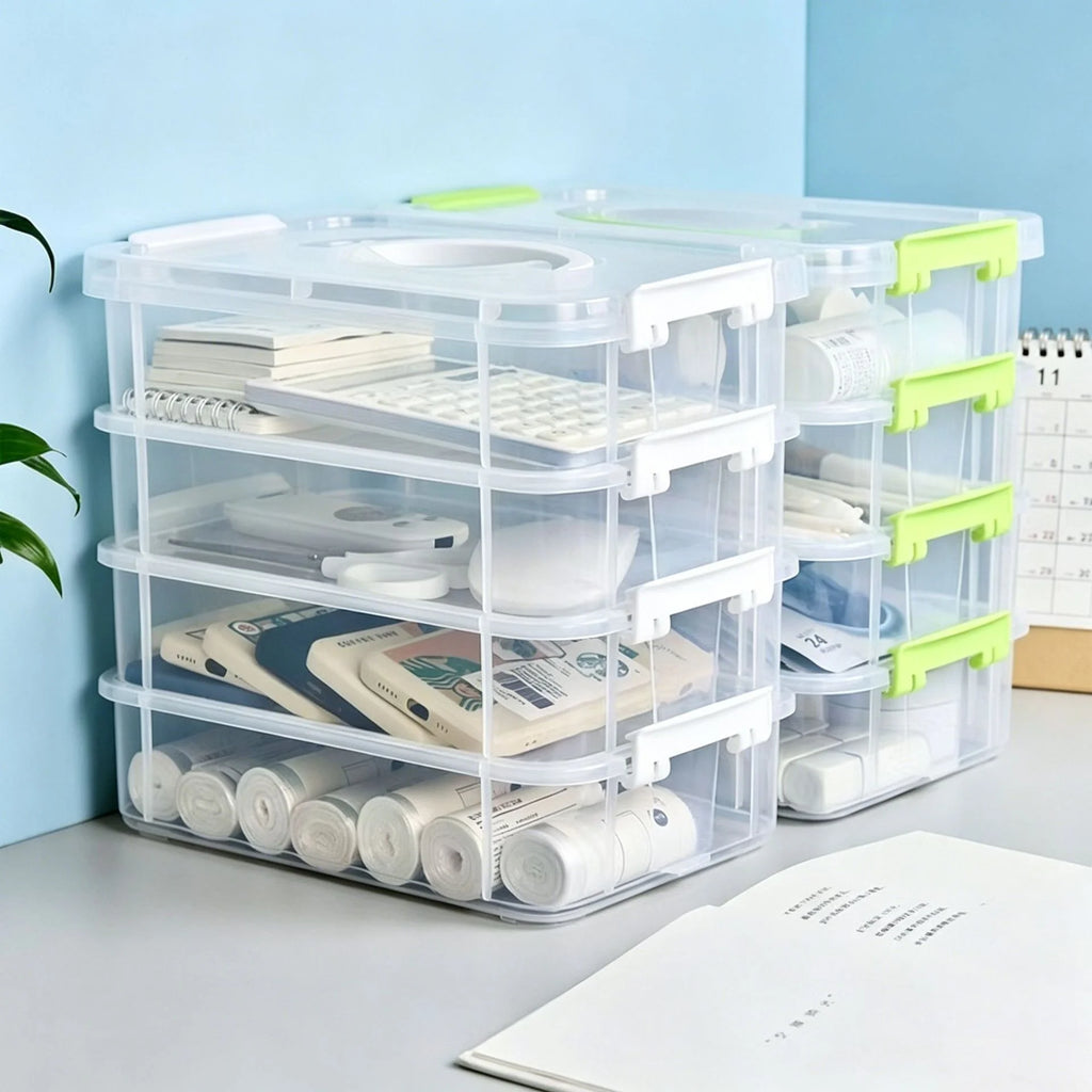 HOMEFISH Partitioned Plastic Storage Box with Lid | Organizer Partitioned Storage Box Babs