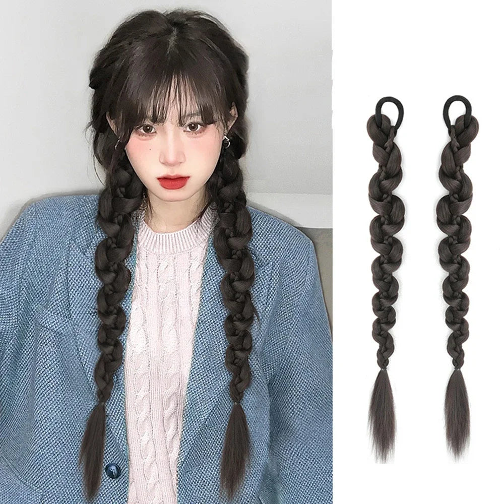 Braided Twist Double Ponytail Wig – Long Synthetic Extension Synthetic Ponytail Wig Babs