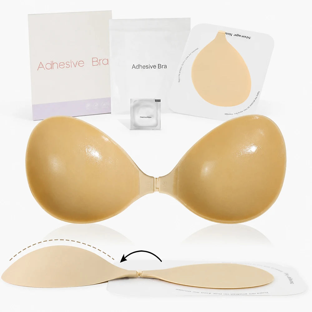 Adhesive Strapless Sticky Bra – Invisible Silicone Push Up Adhesive Silicone Bra Babs