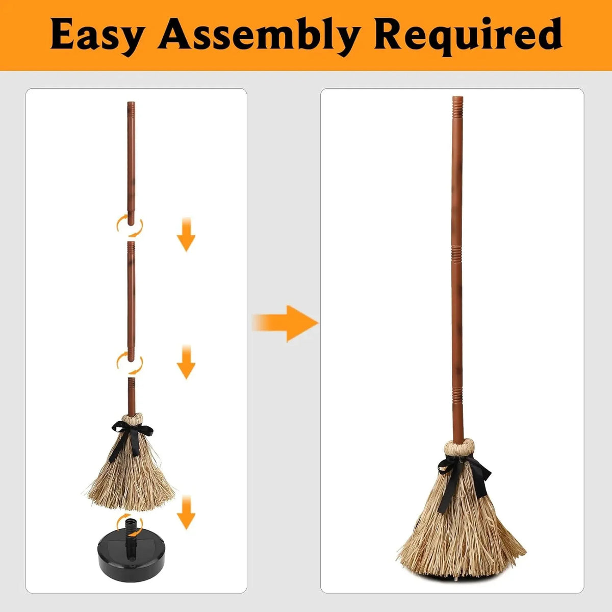 Light-Up Witch Broom with Sound & Auto-Bounce | Halloween Decor Halloween Prop Babs