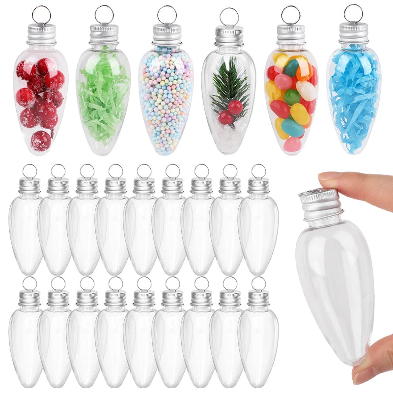 12/24Pcs Fillable Clear Plastic Christmas Bulb Ornaments DIY Fillable Christmas Ornaments Babs