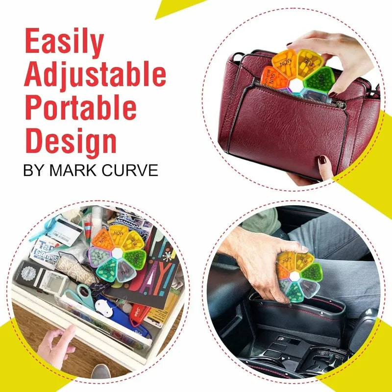 Flower 7-Compartment Weekly Pill Organizer | Travel Pill Case Weekly Pill Organizer Babs