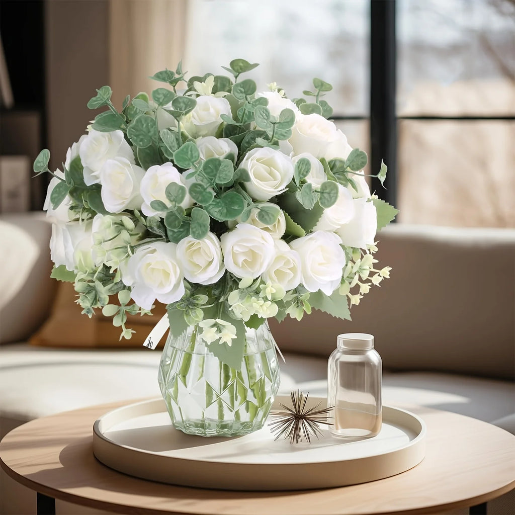 Silk Artificial Rose Bouquet 10-Head Wedding & Home Decor Artificial Flower Bouquet Babs