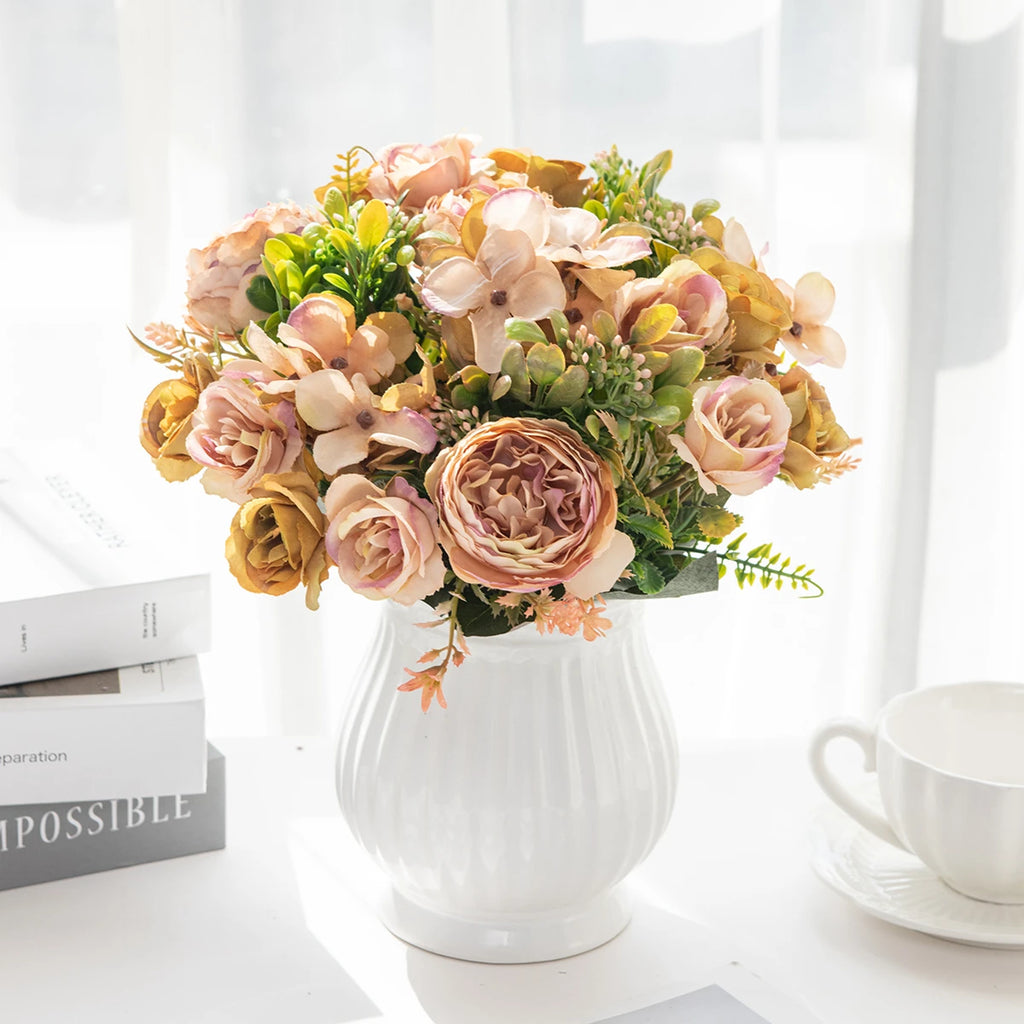 Artificial Silk Peony Bouquet – Wedding & Home Décor Flowers Artificial Silk Flowers Babs