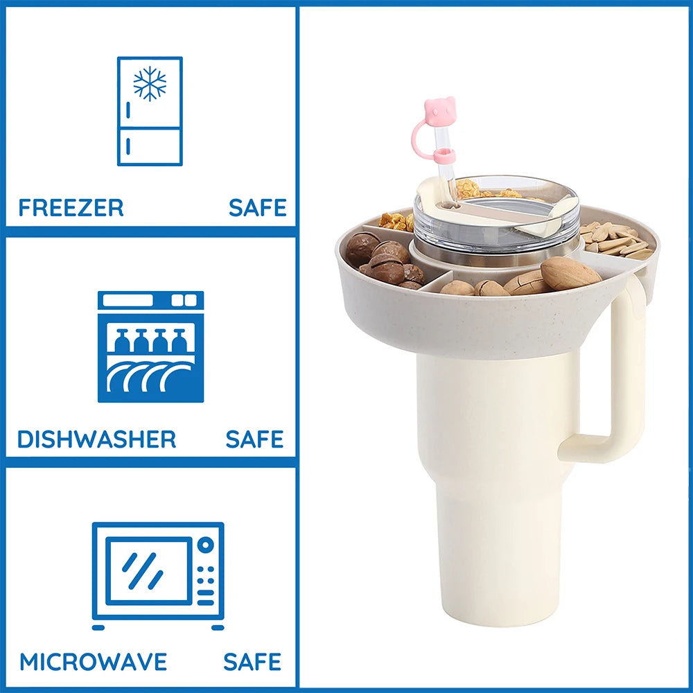 Snack Tray with Cup Holder – 4-Compartment Divided Platter Divided Snack Tray Babs