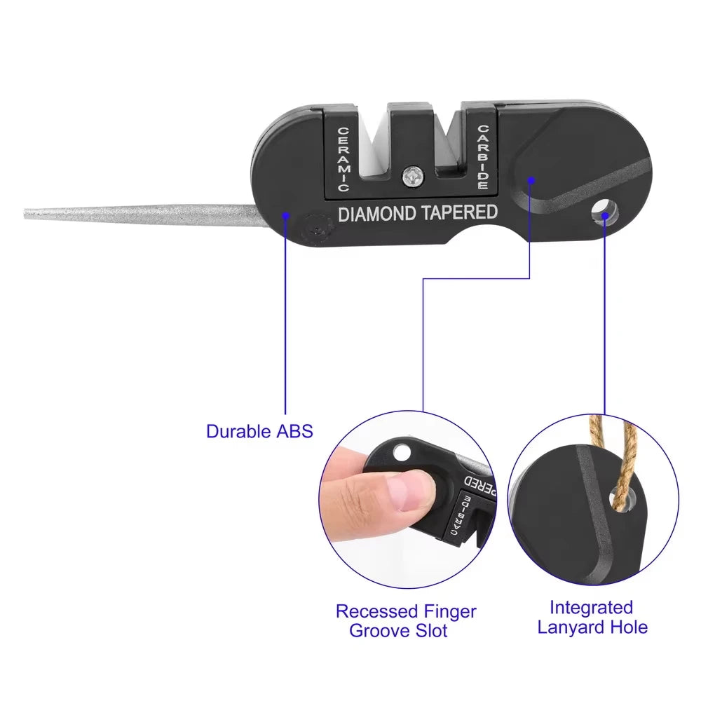 4-in-1 Portable Knife Sharpener – Carbide, Ceramic & Diamond Rod Knife Sharpener Babs