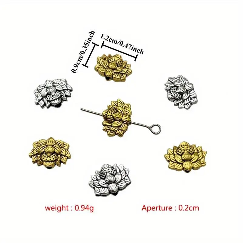 50pcs Lotus Flower Spacer Beads – Zinc Alloy Jewelry Making Jewelry Spacer Beads Babs