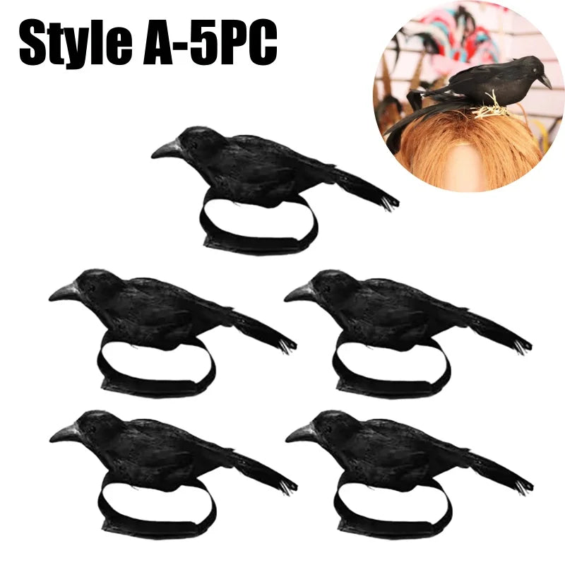 Halloween Black Crow Feather Headband – Raven Costume Accessory Costume Headband Babs Style A-5PCS