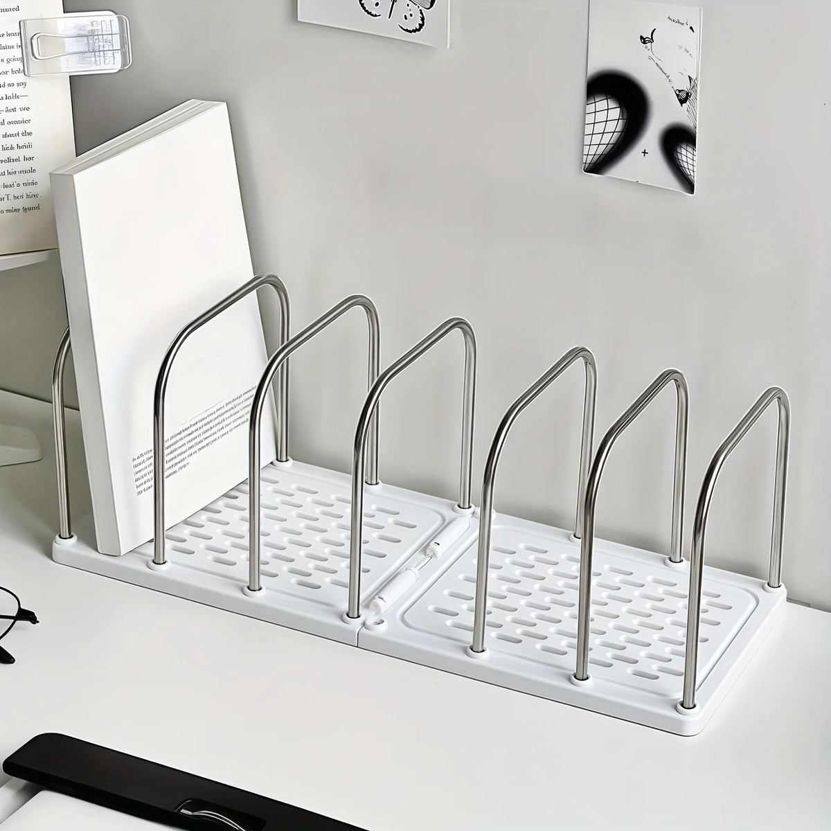 Foldable Desk Bookshelf – Stainless Steel & PP Anti-Slip Rack Desk Book Rack Babs