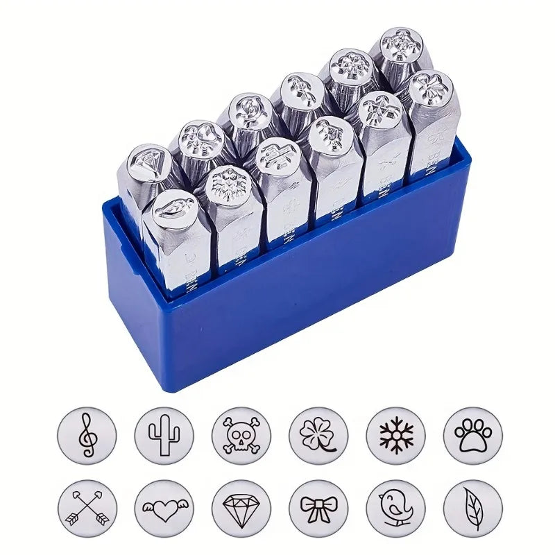 12-Piece Metal Stamping Tool Set 6mm – Jewelry Leather Wood Craft Metal Stamping Set Babs