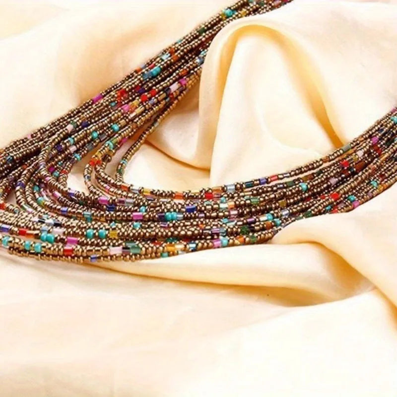 African Acrylic Bead Bohemian Multilayer Statement Necklace Beaded Statement Necklace Babs
