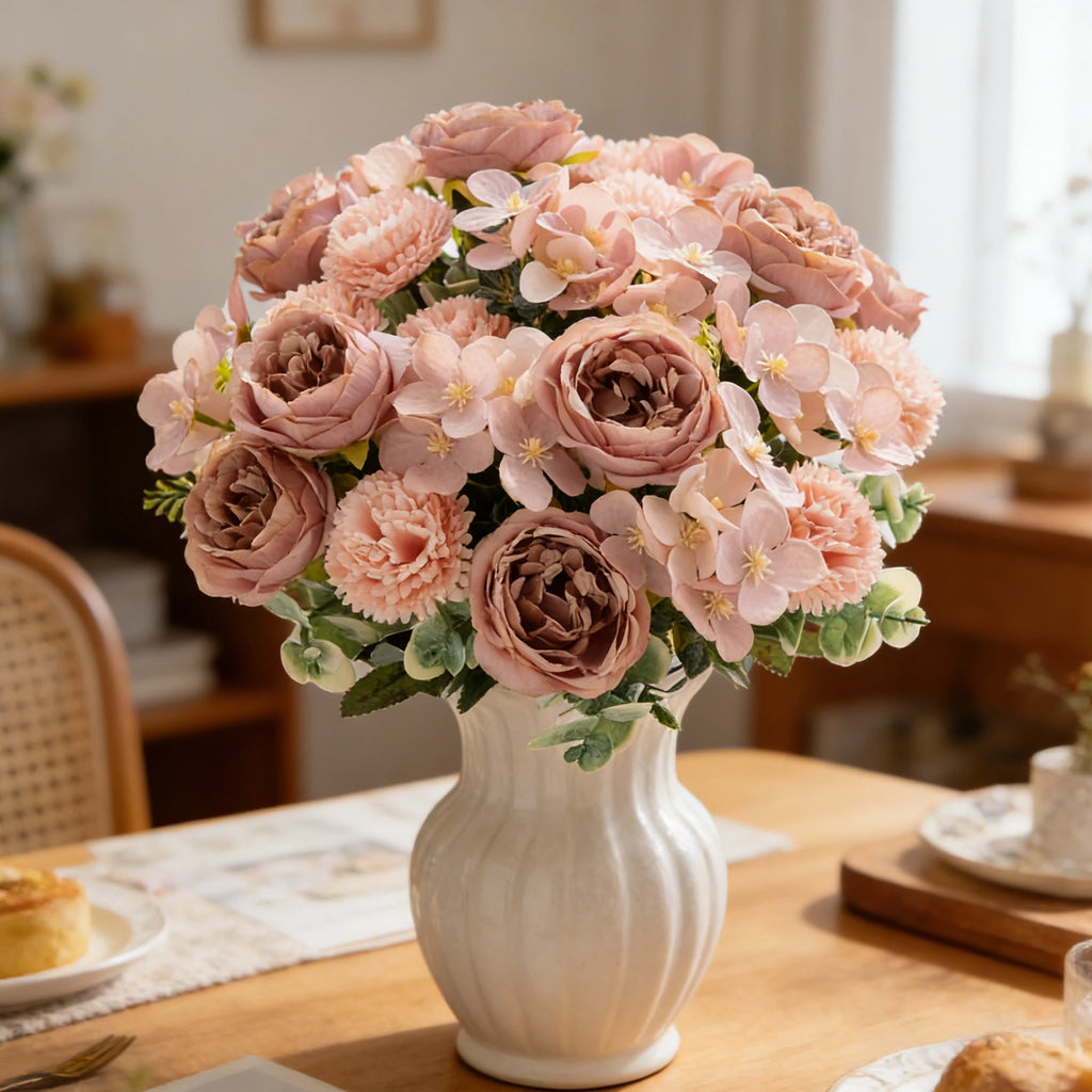 Silk Peony Chrysanthemum Artificial Flowers – Wedding & Home Artificial Silk Flowers Babs