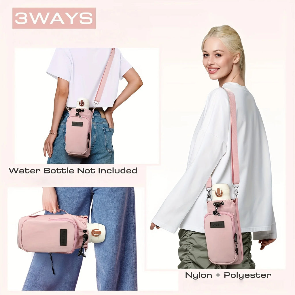 Insulated Water Bottle Crossbody Bag with Adjustable Strap Bottle Carrier Bag Babs