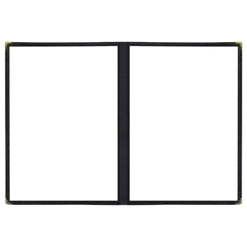 Foldable A4 PVC Transparent Menu Cover – Double Panel Holder Menu Cover Holder Babs Black 2 Pages