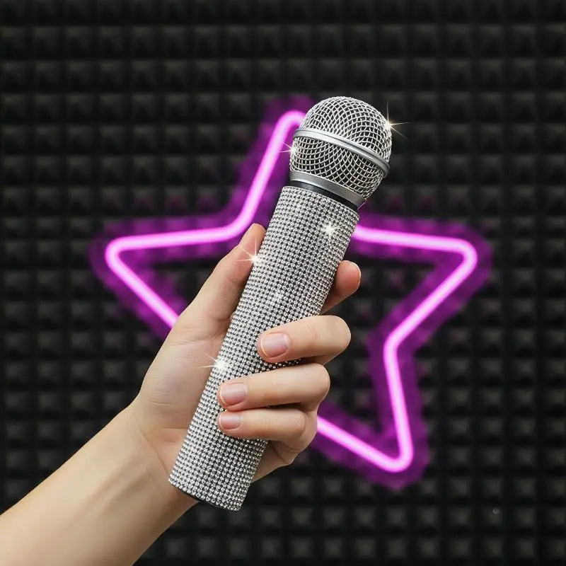 Bling Rhinestone Wireless Mic Cover – Sparkly Decorative Sleeve Mic Handle Cover Babs