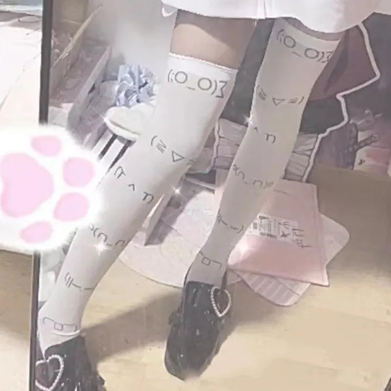 Graffiti Thigh High Socks – Y2K Kawaii Harajuku Stockings Thigh High Socks Babs