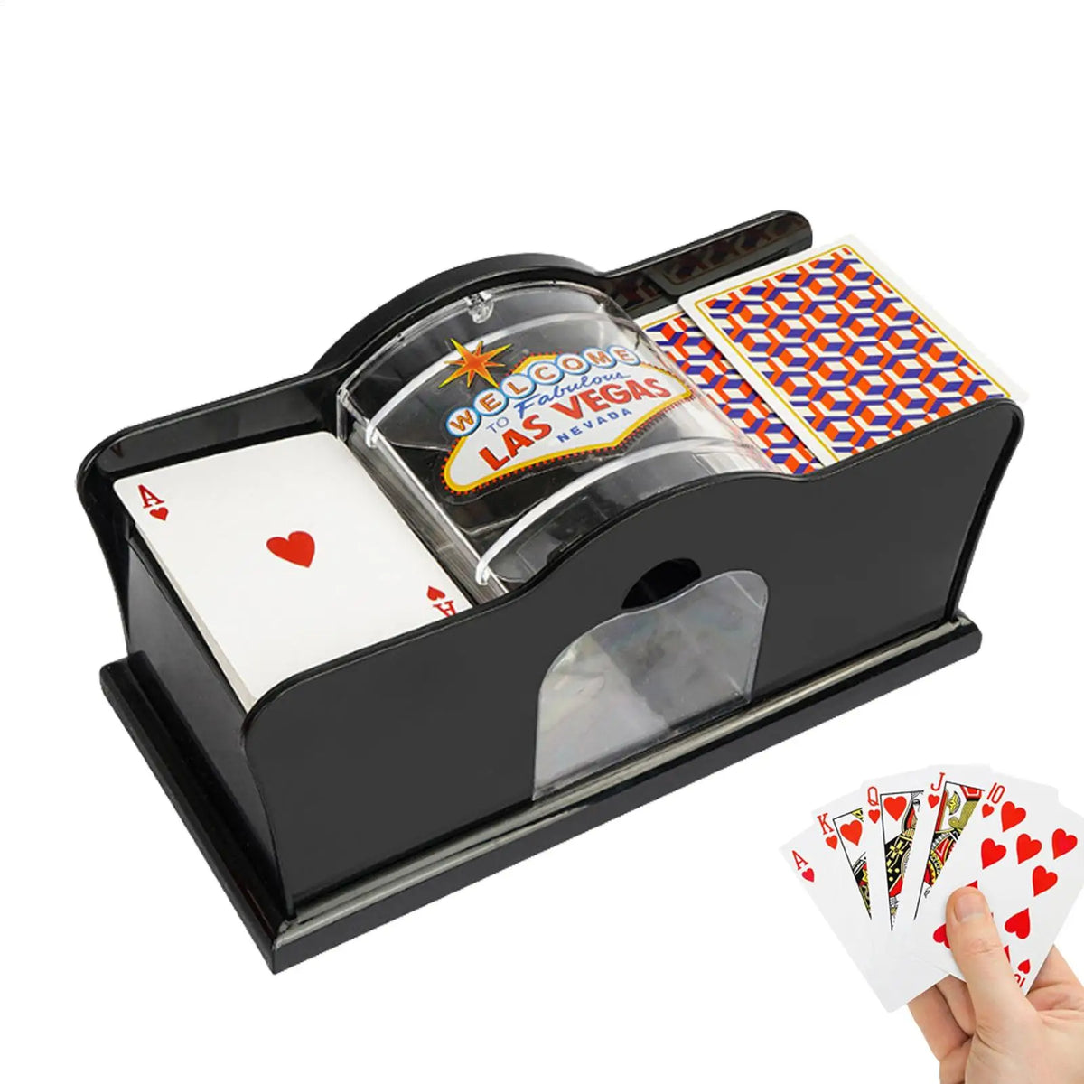 Manual 2-Deck Card Shuffler with Hand Crank – Poker & Blackjack Card Shuffler Babs