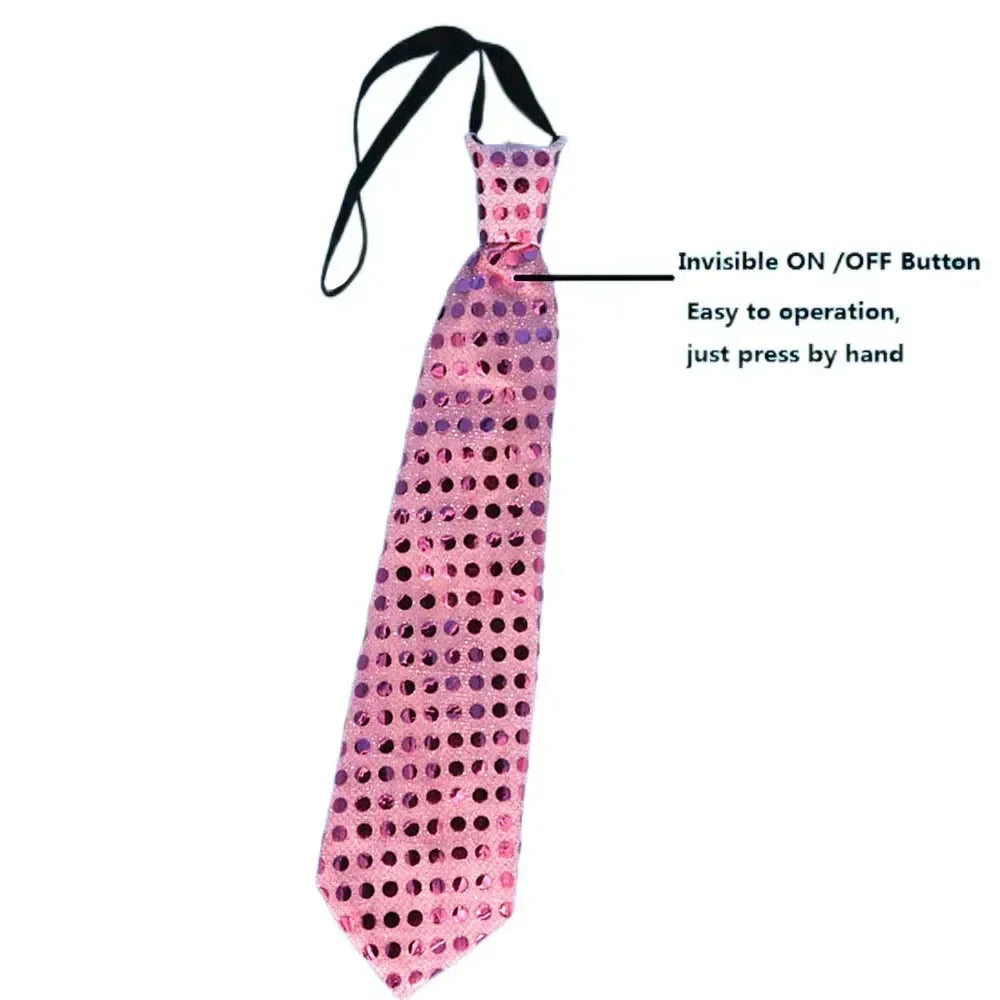LED Light Up Sequin Jazz Hat & Tie Set | Party Costume LED Party Costume Set Babs