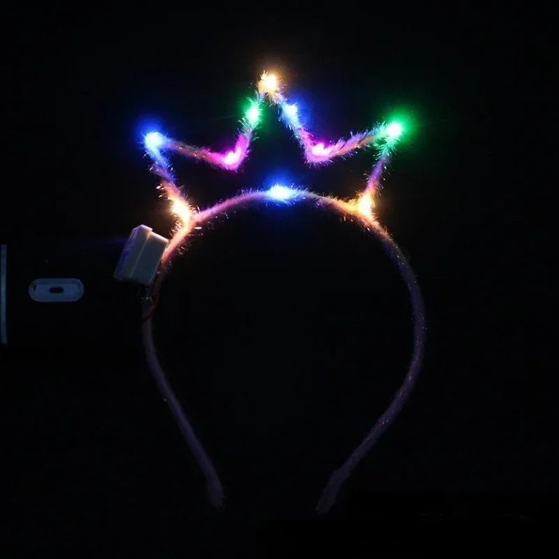 12pcs LED Light-Up Crown Queen Headbands for Parties LED Party Headband Babs