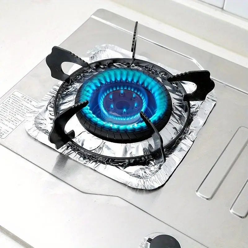 10-Pack Aluminum Foil Gas Stove Grease Protector Cleaning Pads Stove Protector Pads Babs