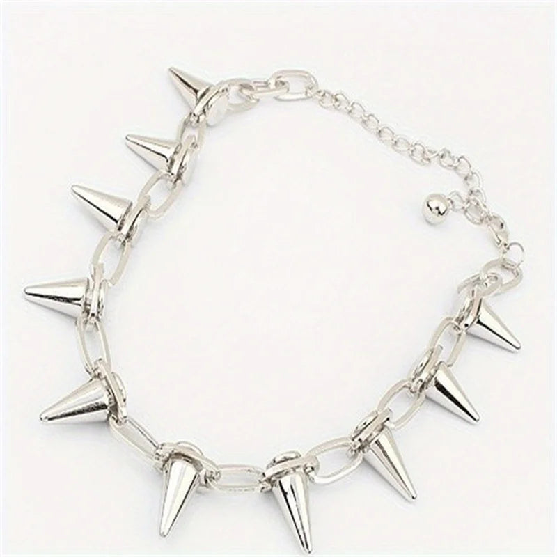 Punk Gothic Rivet Spike Choker Necklace – Hip Hop Style Choker Necklace Babs Silvery
