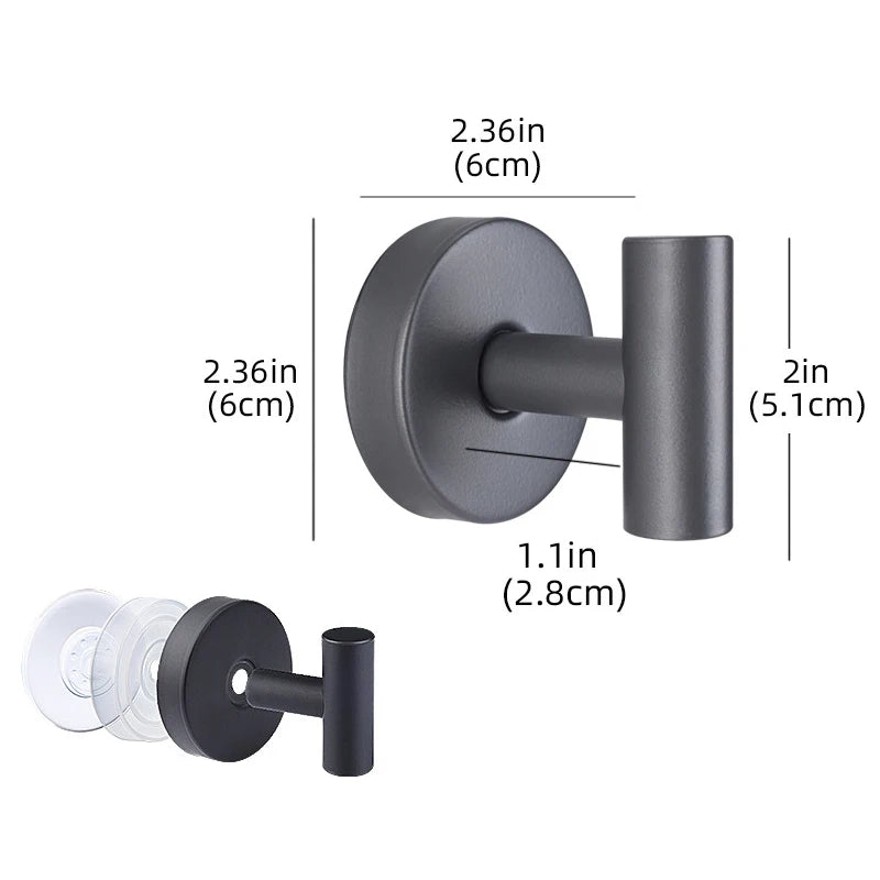 Stainless Steel Suction Cup Wall Hooks – Punch-Free, Waterproof Suction Cup Hook Babs Gray 2pcs
