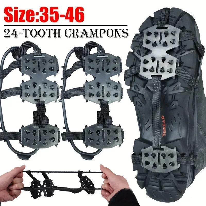 24-Tooth Anti-Slip Ice Cleats – Snow Shoe Cover for Hiking Ice Traction Cleats Babs