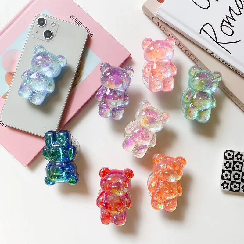 Korean 3D Glitter Bear Phone Grip Tok – Foldable Ring Stand Phone Grip Holder Babs
