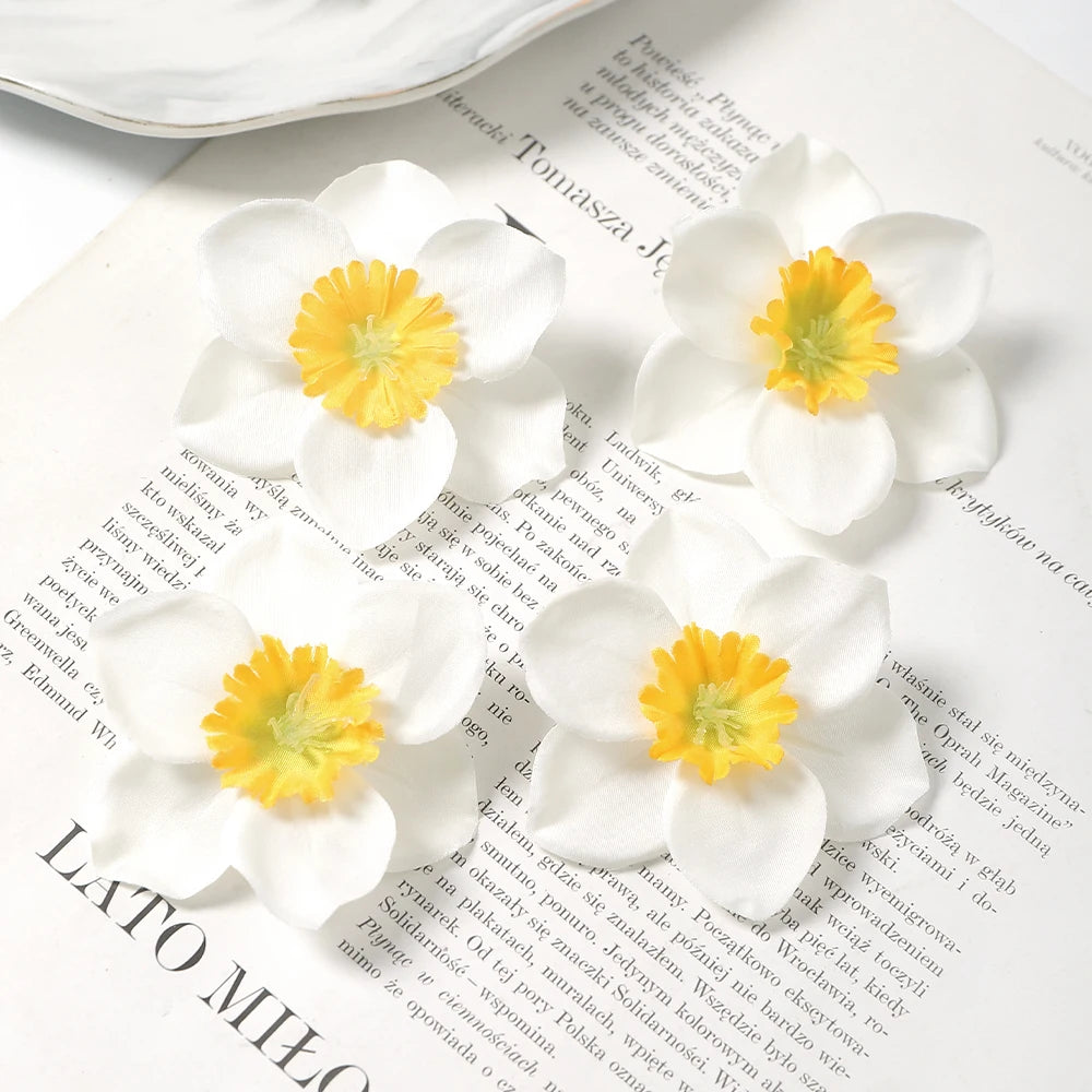 Narcissus Silk Artificial Flowers 10/20Pcs – Wedding & Home Decor Artificial Silk Flowers Babs White 10Pcs
