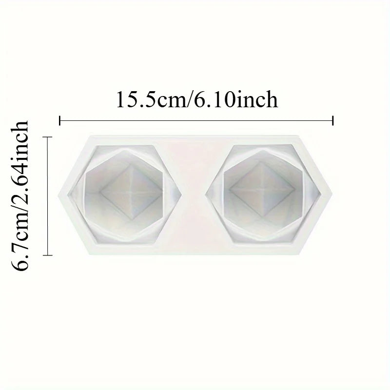 2-Grid Diamond Ball Silicone Candle Mold | Geometric DIY Silicone Candle Mold Babs 1pc