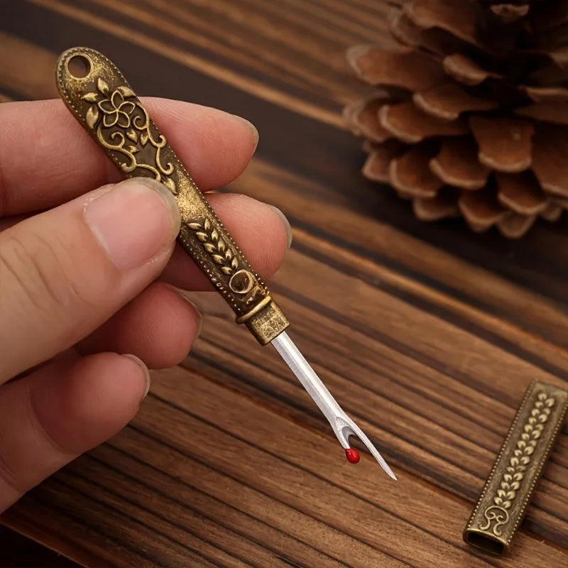 2pcs Vintage Brass Seam Ripper Set – Thread Cutter with Handle Seam Ripper Set Babs