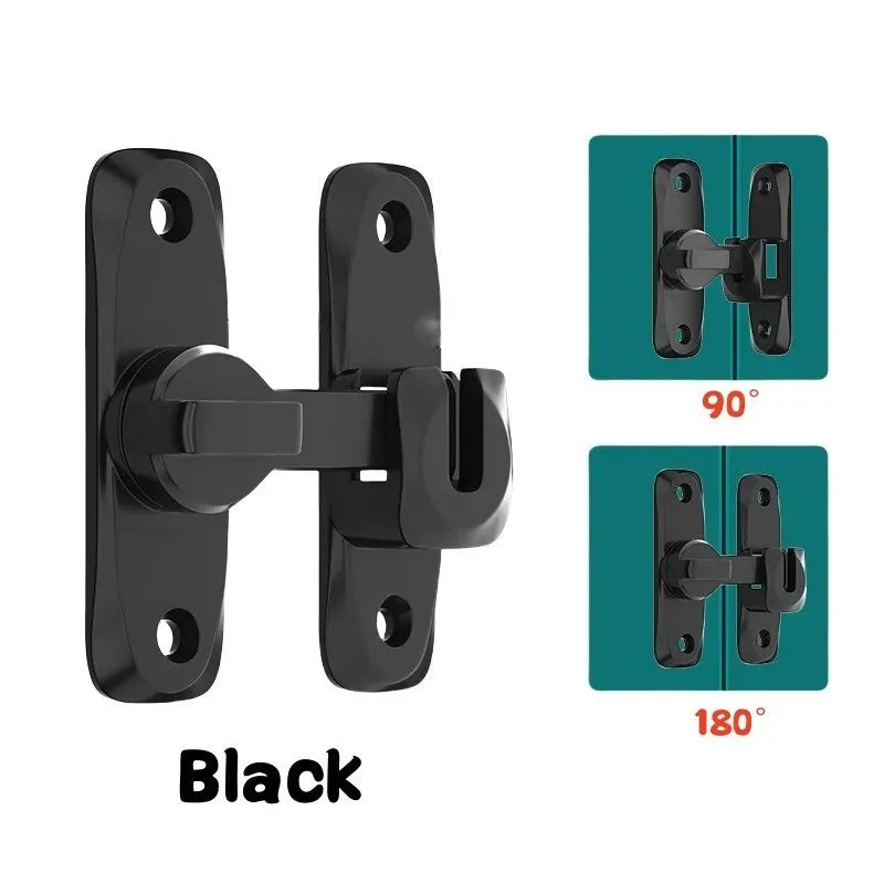 Aluminum Alloy Door Latch – 90°/180° Sliding Bolt Lock Door Latch Bolt Babs black