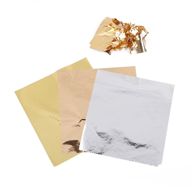 100Pcs Imitation Gold Foil Leaf Sheets – DIY Gilding & Nail Art Gold Foil Craft Sheets Babs