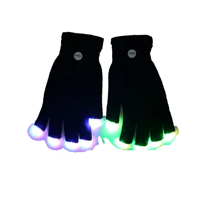 LED Flashing Light-Up Hat, Bow & Finger Gloves Party Set LED Party Costume Set Babs