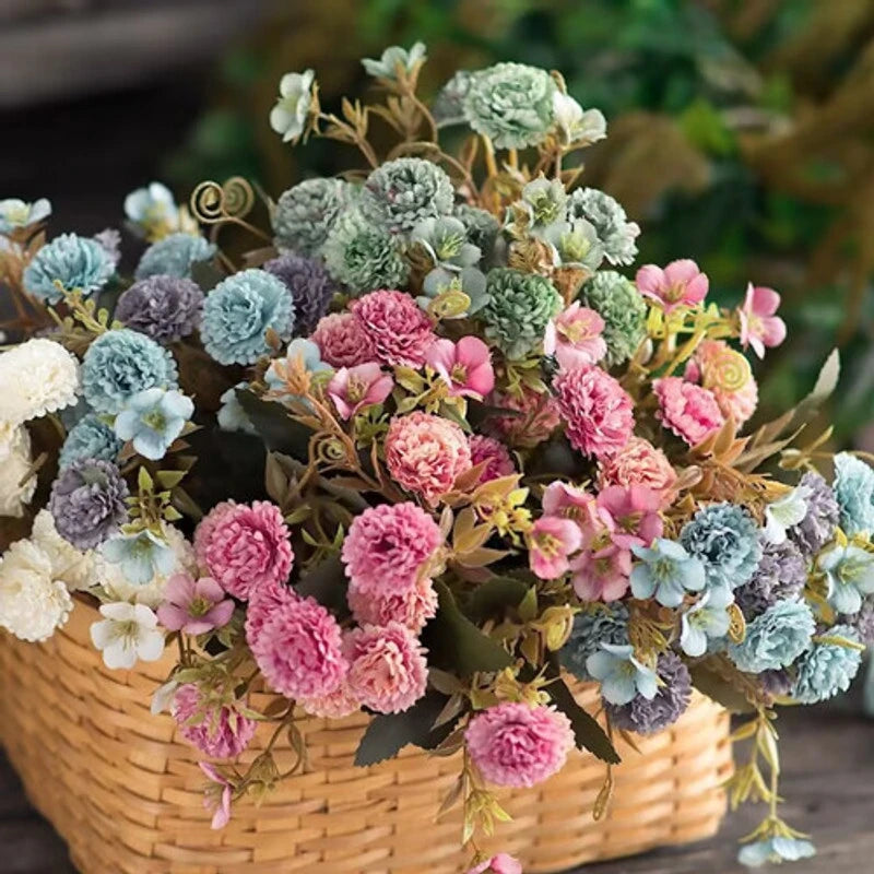 Silk Carnation Artificial Flower Wreath – Fade-Resistant Décor Artificial Flower Wreath Babs 9 2 pcs