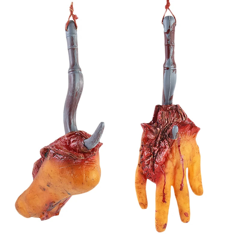 Halloween Bloody Severed Hands & Feet Hanging Decoration Set Halloween Decoration Props Babs 1Set