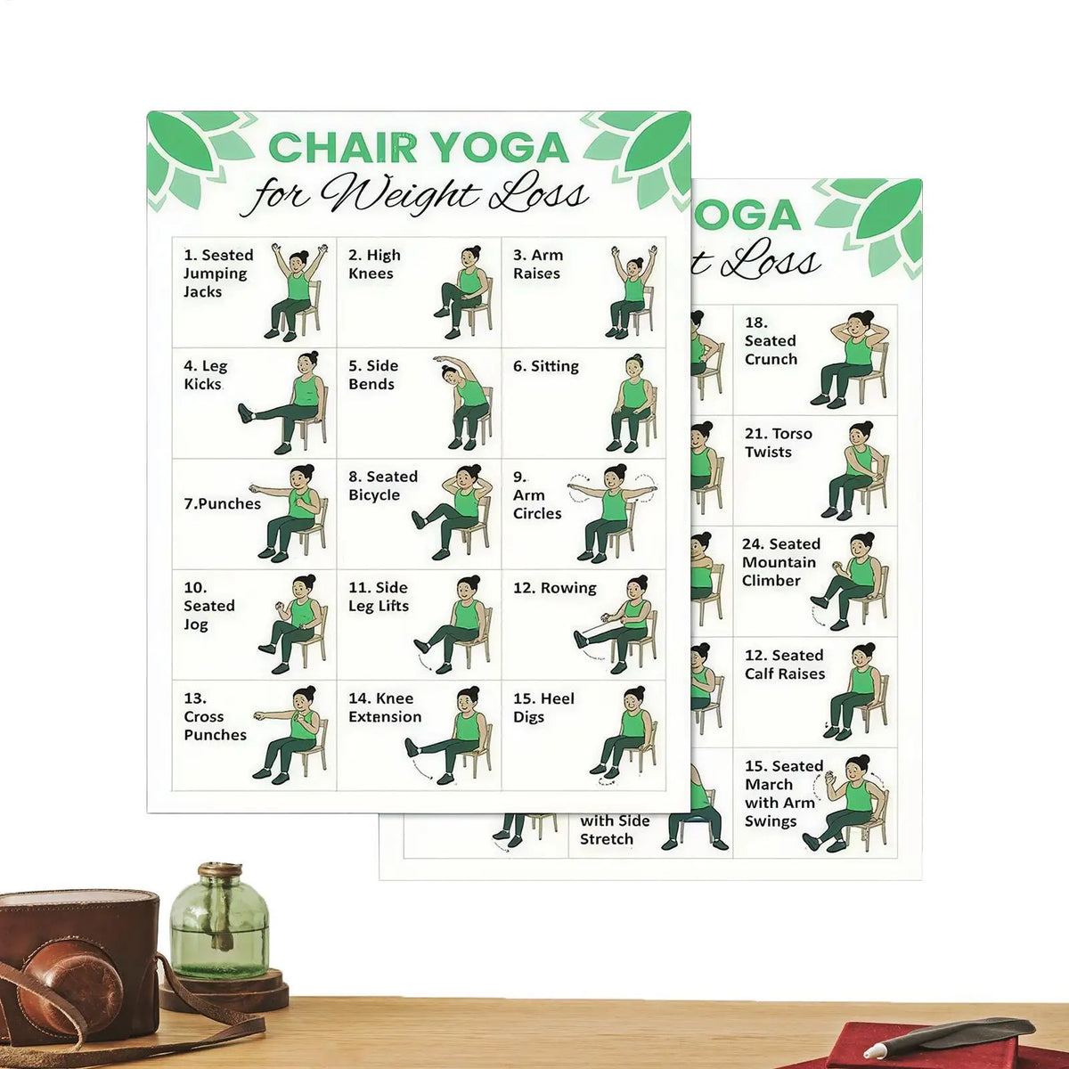 Chair Yoga 30-Day Workout Charts 2-Pack – Seniors Fitness Guide Yoga Workout Chart Babs